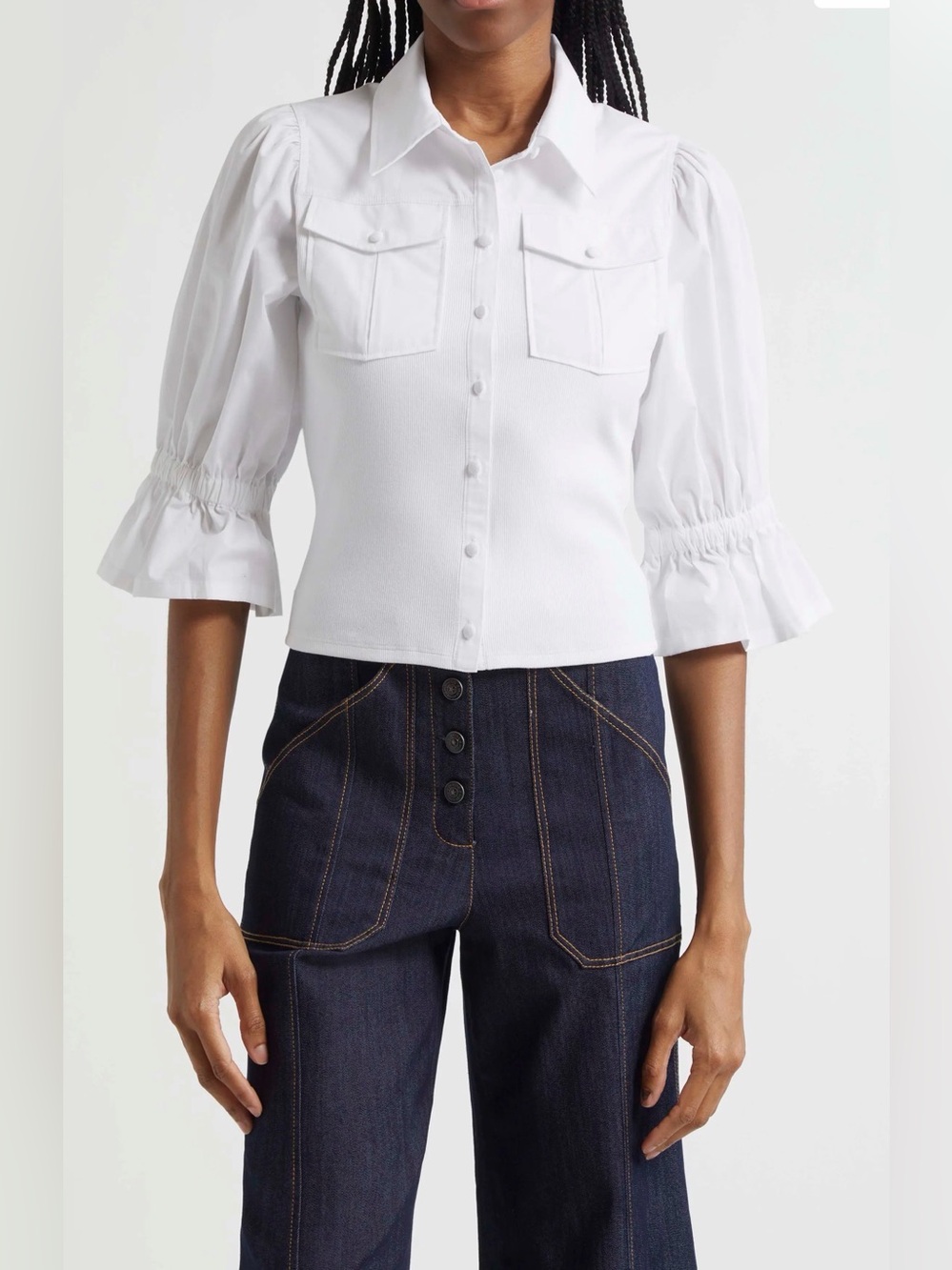 Cinq a Sept Lyric Button-Up Shirt Size Small White NWT